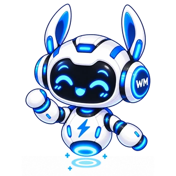 Bubble, a small floating robot with bunny-ear headphones, waving between Tiny and Byte