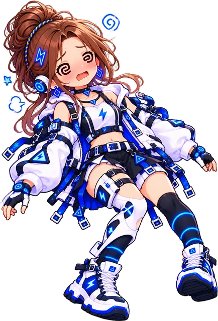 Tiny faints with spiral eyes and stars around her head